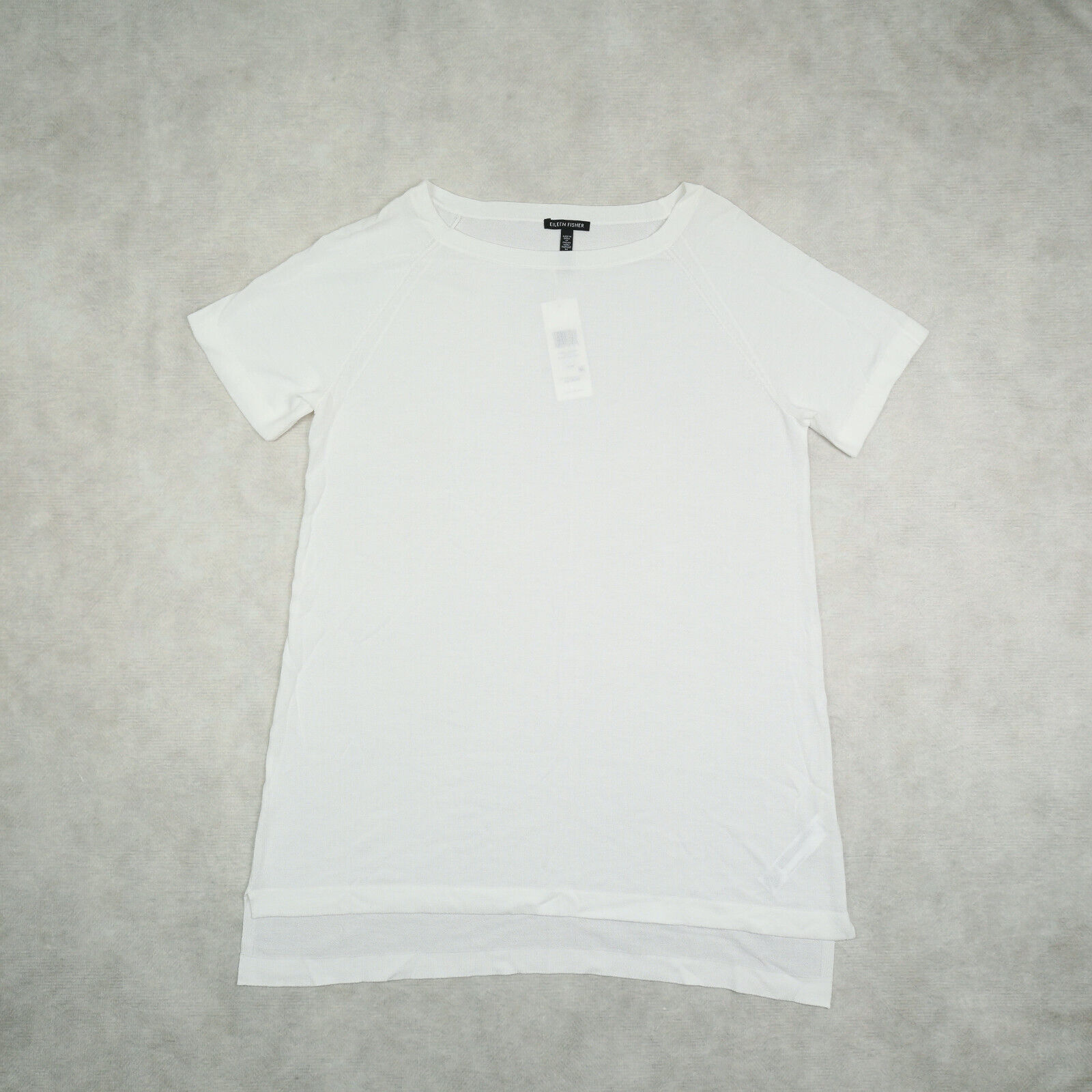 Eileen Fisher Bateau Neck Short-Sleeve Tunic White Size S